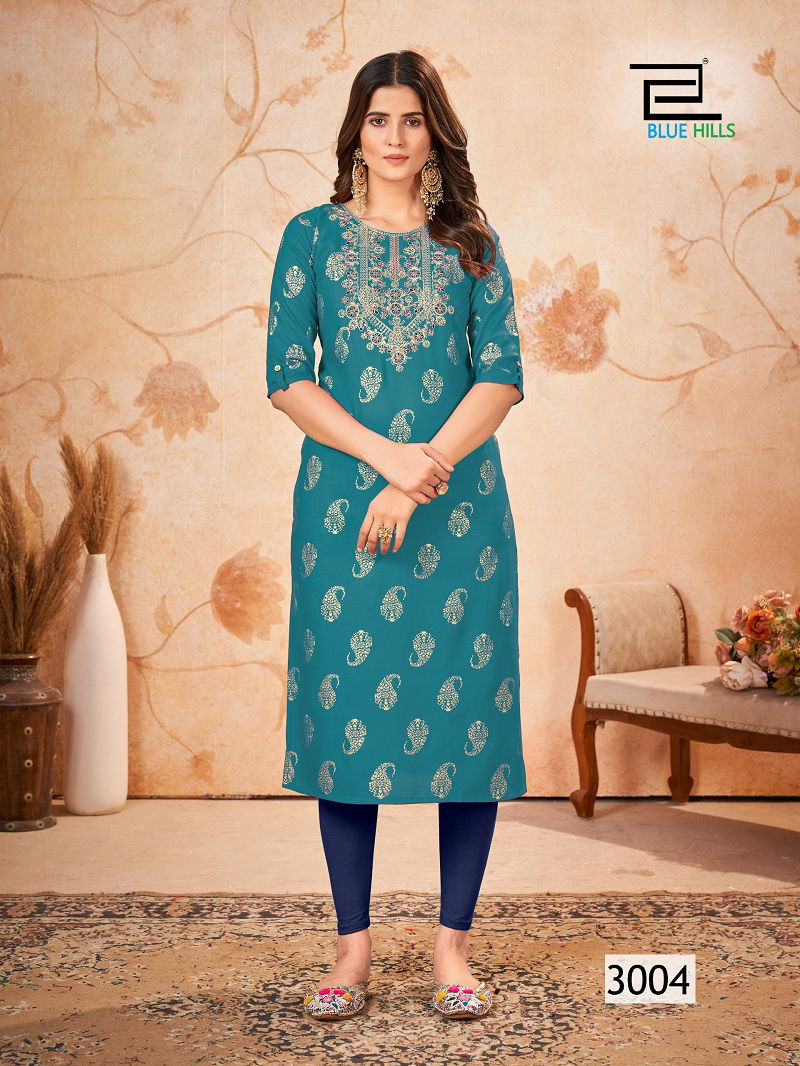 Blue Hills Classic Touch Vol 3 Rayon Printed Kurtis Wholesale Clothing Suppliers In India
